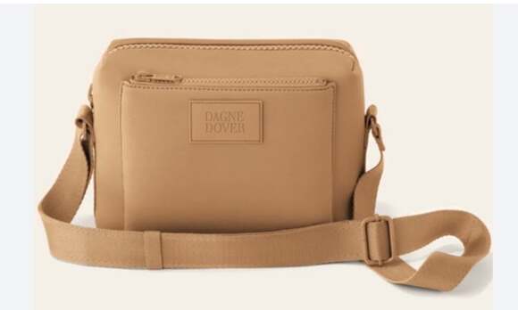 Dagne Dover Handbags - Dagne Dover Micah Crossbody Bag Womens Small Tan Neoprene Zip Purse Adjustable